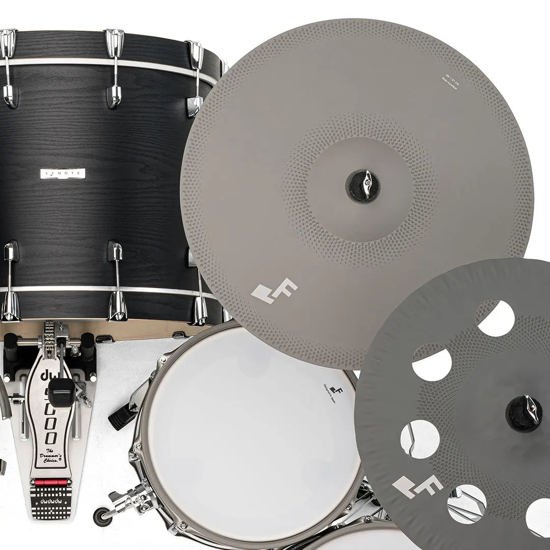 EFNOTE 7X overhead detail with cymbals and kick