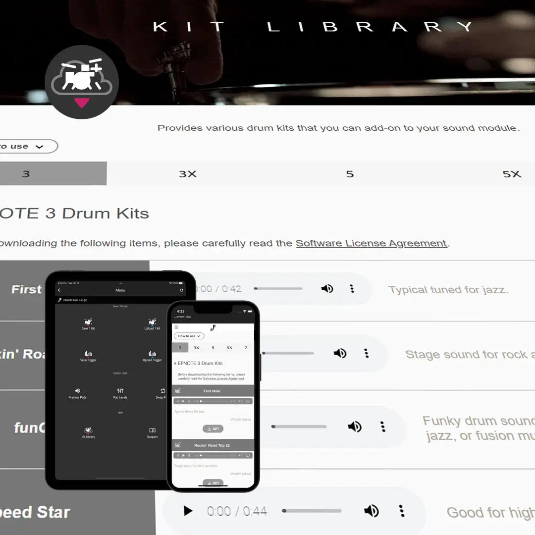 EFNOTE Tools kit library screen